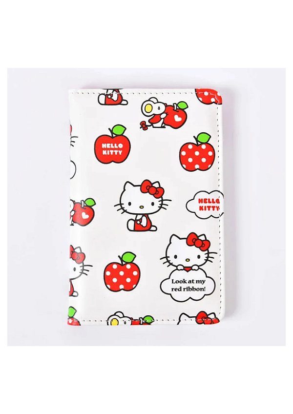Porta Passaporte Hello Kitty Sanrio Maçãs Branco Miniso