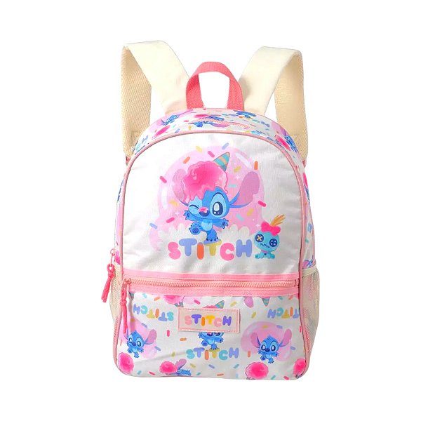 Mochila Escolar Stitch Disney Rosa Fofa Original Miniso