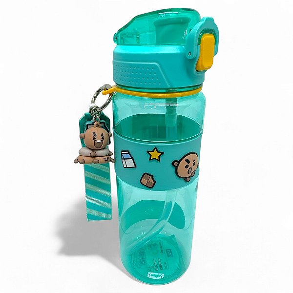 Garrafa Squeeze BT21 Shooky Fofa Com Chaveiro Miniso