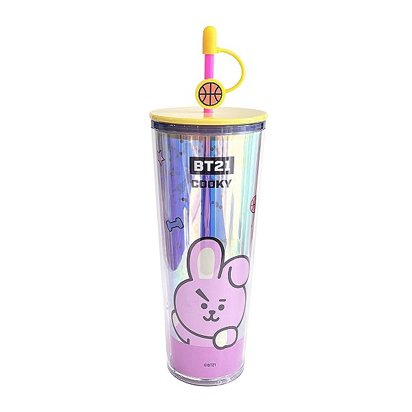 Copo Miniso BT21 Cooky Original 800ml com Tampa e Canudo