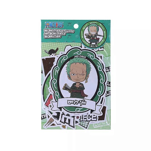 ADESIVO DECORATIVO COLEÇÃO MINISO ONE PIECE ZORO 15 PEÇAS
