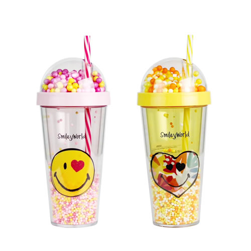 COPO DE PLÁSTICO MODELO TUMBLER SMILEY WORLD 420ml.
