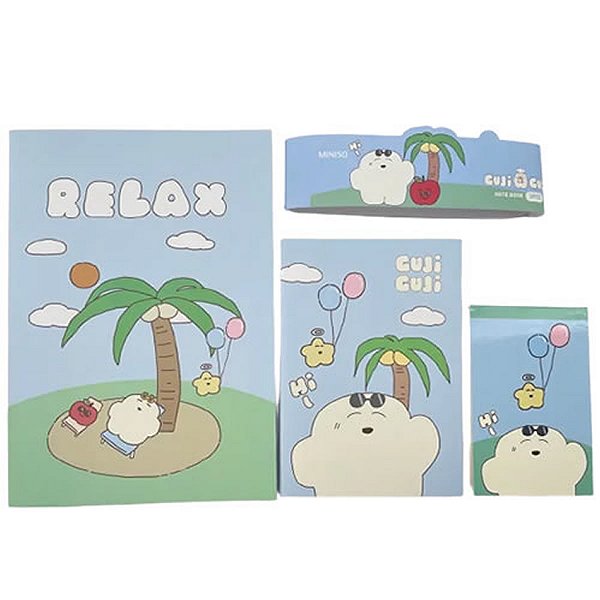 KIT COM 3 CADERNOS DE ANOTAÇÕES MODELO GUJI GUJ
