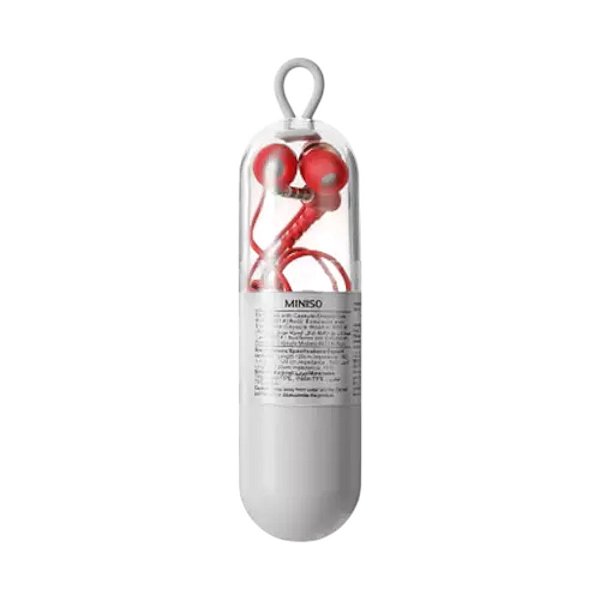 Fone De Ouvido P2 Miniso Vermelho Em Cápsula
