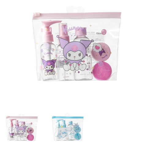Kit Necessaire Com Frascos Sanrio Miniso Kuromi Cinnamoroll