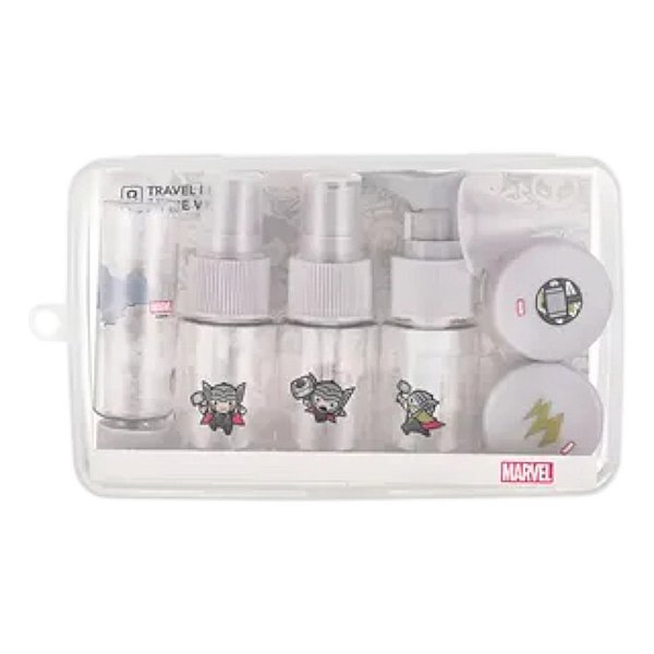 Kit De Frascos Para Viagem Marvel Thor Cinza 8 Peças Miniso
