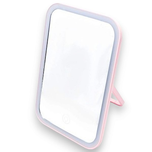 ESPELHO PARA MAQUIAR ROSA COM LUZ DE LED USB MINISO