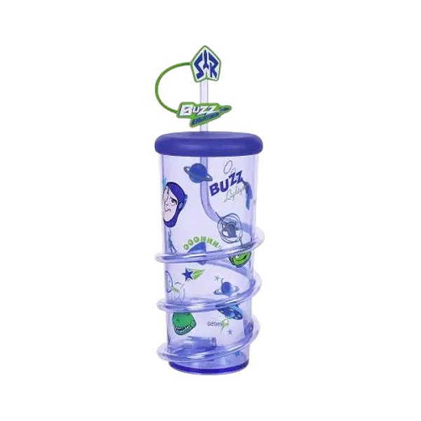 GARRAFA C/CANUDO PIXAR 590ML AZUL BUZZ MINISO