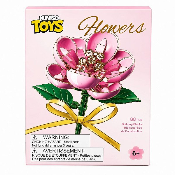 BLOCOS DE MONTAR FLORES HIBISCO 88PÇS DECORAÇÃO MINISO