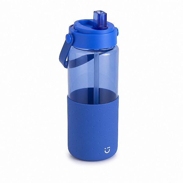 GARRAFA SQUEEZE 1L AZUL COM ALÇA MINISO BPA FREE