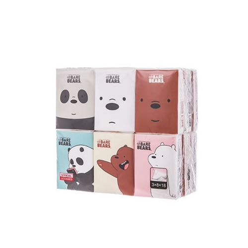 Kit 18 Pacotes Lenços de Papel Ursos sem Curso Miniso