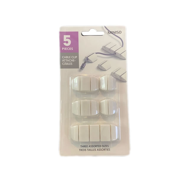 KIT 5 CLIP ORGANIZADOR DE CABOS BRANCO