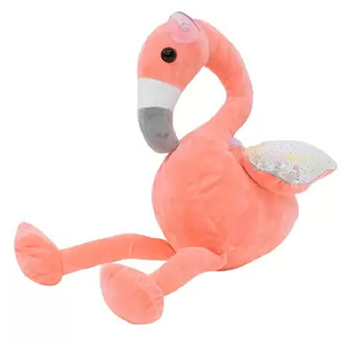 Pelúcia: Flamingo Rosa Com Asas De  Lantejoulas 28cm