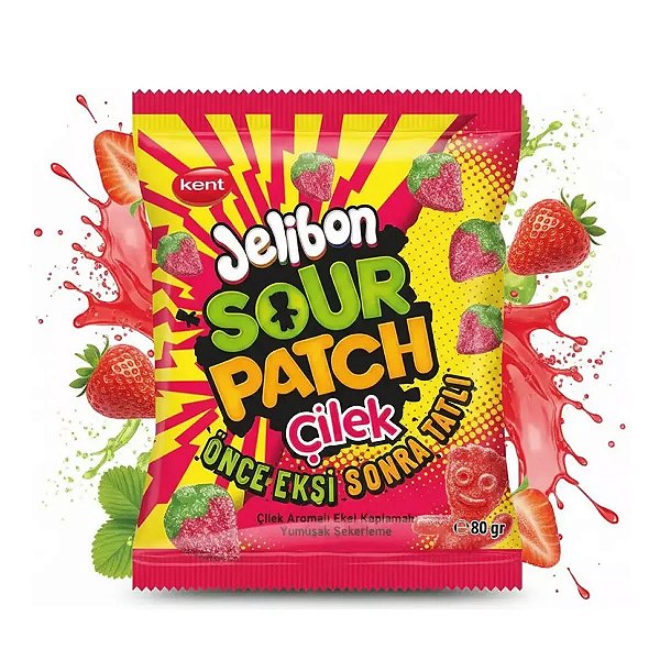 Bala Azeda Sour Patch Sabor Morango 80 g