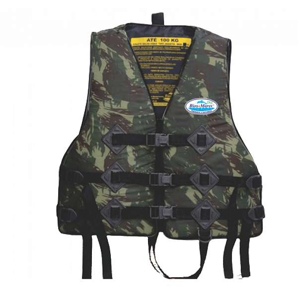 Colete Auxílio Flutuação Tipo Jaqueta c/ Ziper Modelo SL Camuflado