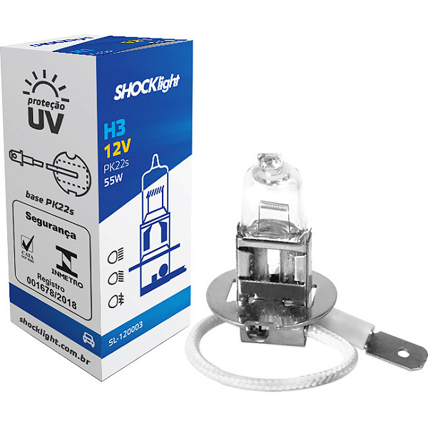 Lâmpada Halógena Comum H3 12V 60/55W - Shocklight