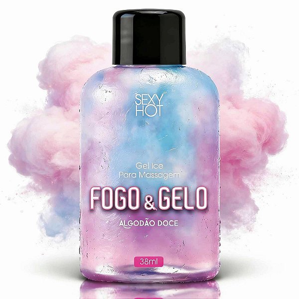 FOGO E GELO ALGODÃO DOCE - ÓLEO EXCITANTE BEIJÁVEL ESQUENTA E ESFRIA - 38ML