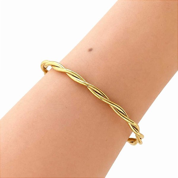 BRACELETE TORCIDO AÇO DOURADO 316L⭐️