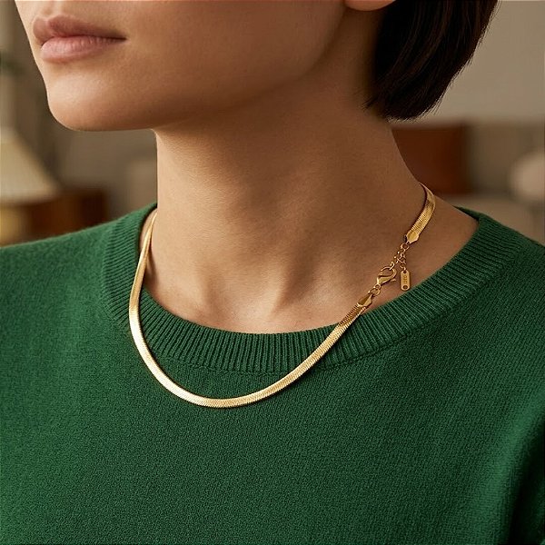 COLAR MALHA SNAKE AÇO DOURADO 316L⭐️