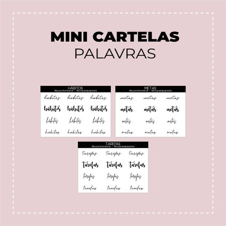 Mini Cartela de adesivos Palavras