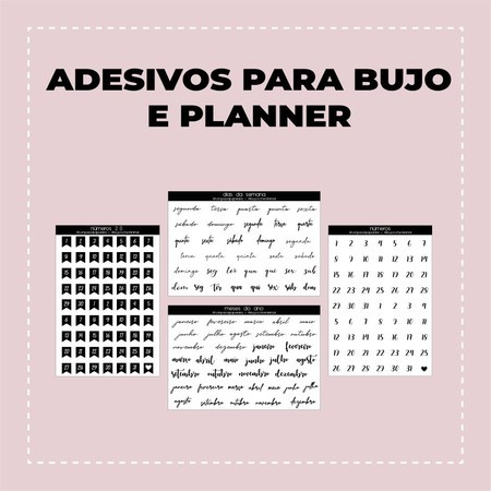 Cartela de adesivos para bujo e planner