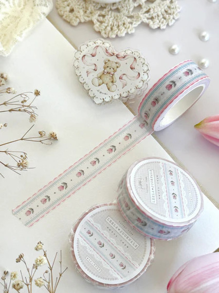 Washi Tape Tulip Lace Wallpaper - Leela Journals