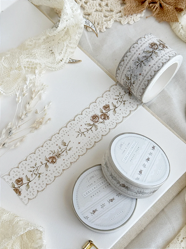 Washi Tape Lace & Roses Brown - Leela Journals