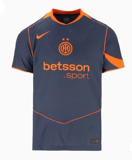 Camisa Inter de Milão III 25/26 - TOTAL 90 Torcedor Masculina - Cinza e Laranja