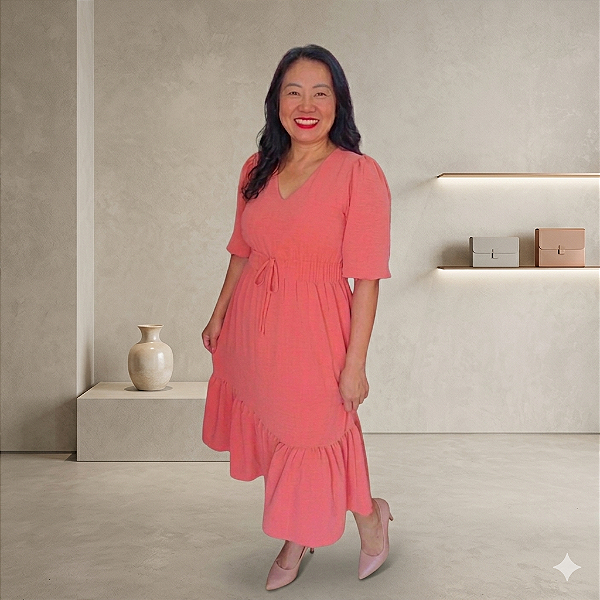 Vestido MIDI salmão