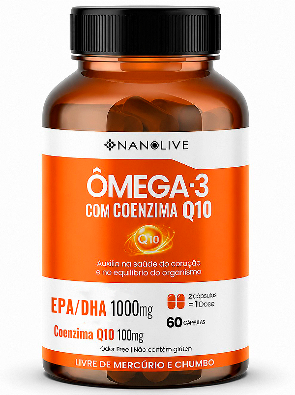 Ômega 3 com 1000 EPA e DHA + 100 Coenzima Q10 | 60 Cápsulas