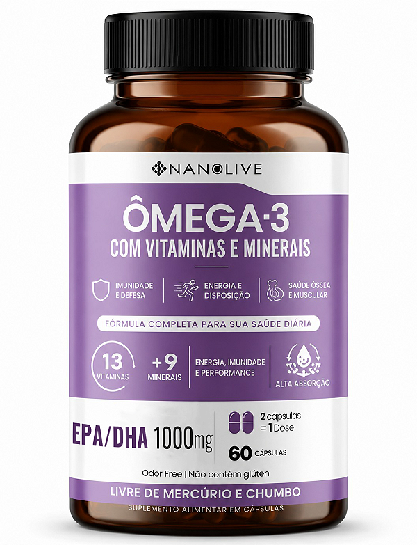 Ômega 3 Vitaminas + Minerais com 1000 EPA e DHA