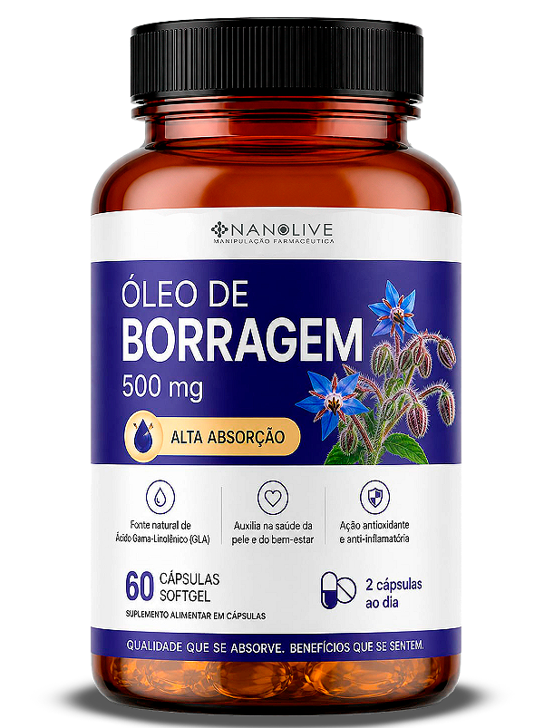 Óleo de Borragem Nanolive – 60 Cápsulas