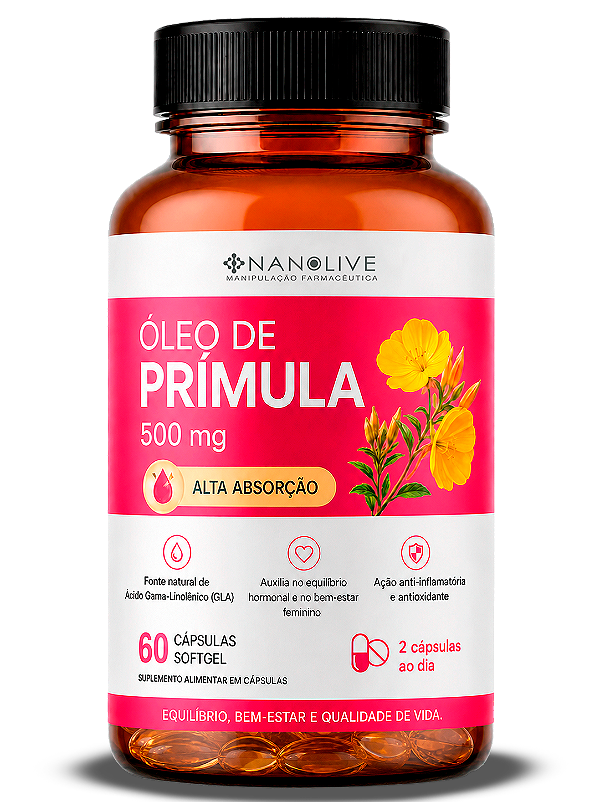 Óleo de Prímula Nanolive – 60 Cápsulas