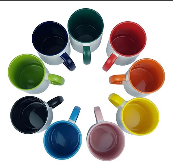 Caneca Cerâmica Alça e Interno Colorido