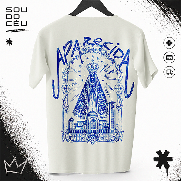 Camiseta Aparecida Cheia de Graça - OFFWHITE - 100% Algodão