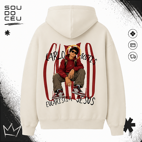 Moletom Canguru Off White – São Carlo Acutis