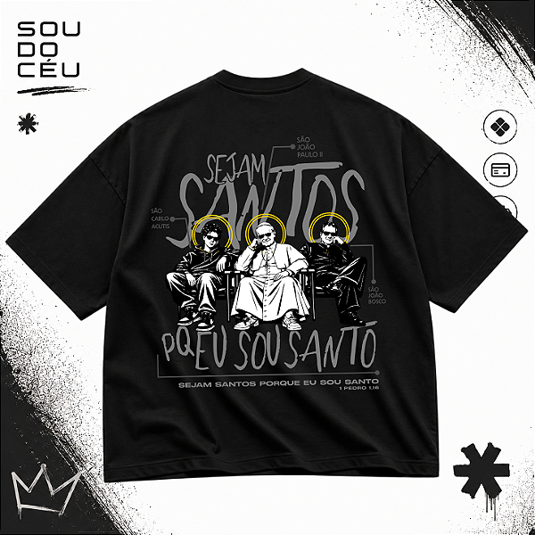 Camiseta Oversized PRETA Santidade – Bulk Premium 100% Algodão