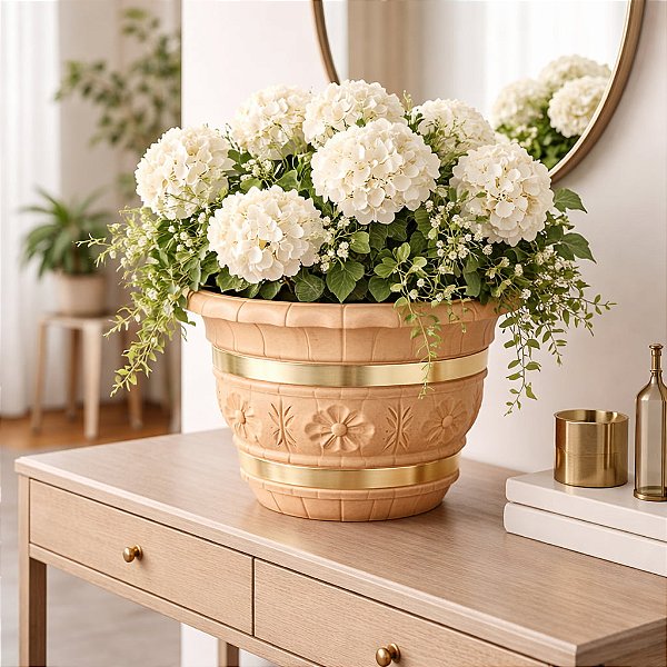 Cachepô Decorado Plástico Colibri 3,72 Litros 22 cm Cerejeira