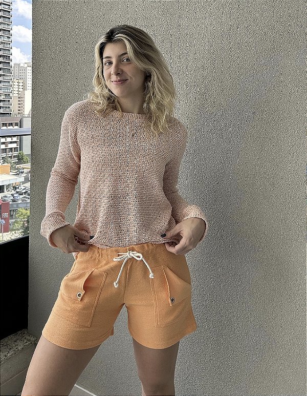Blusa em mix de fios em tricot com leve brilho