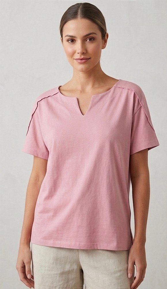 Blusa comprimento alongado com fendas laterais