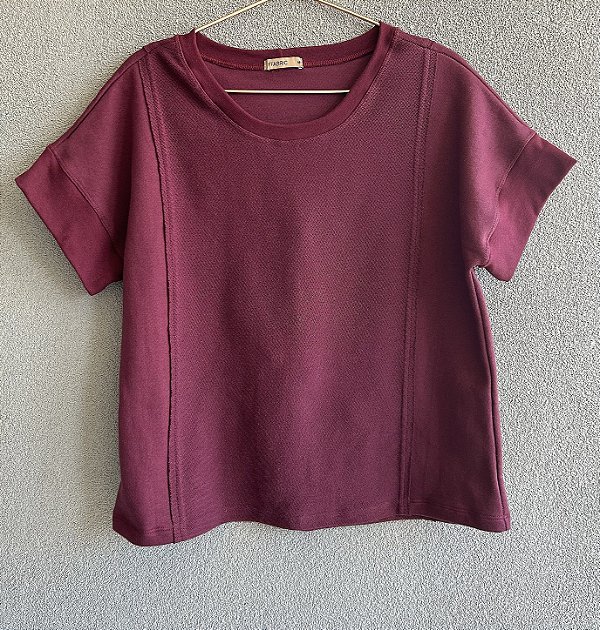 Blusa Moletom manga curta frente e costa com faixa no avesso