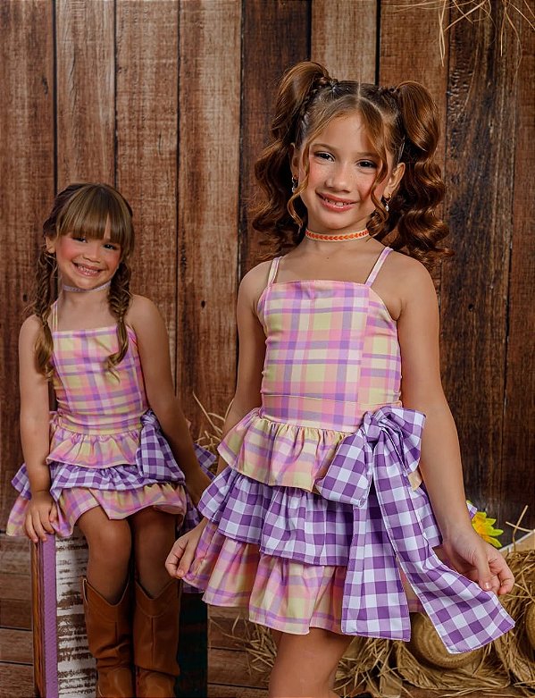 Conjunto Maria Bonita ( Xadrez Lavanda)