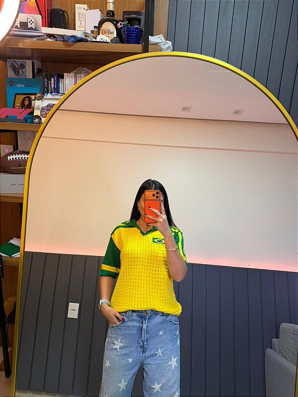 Camisa gola polo tricot vazado Brasil