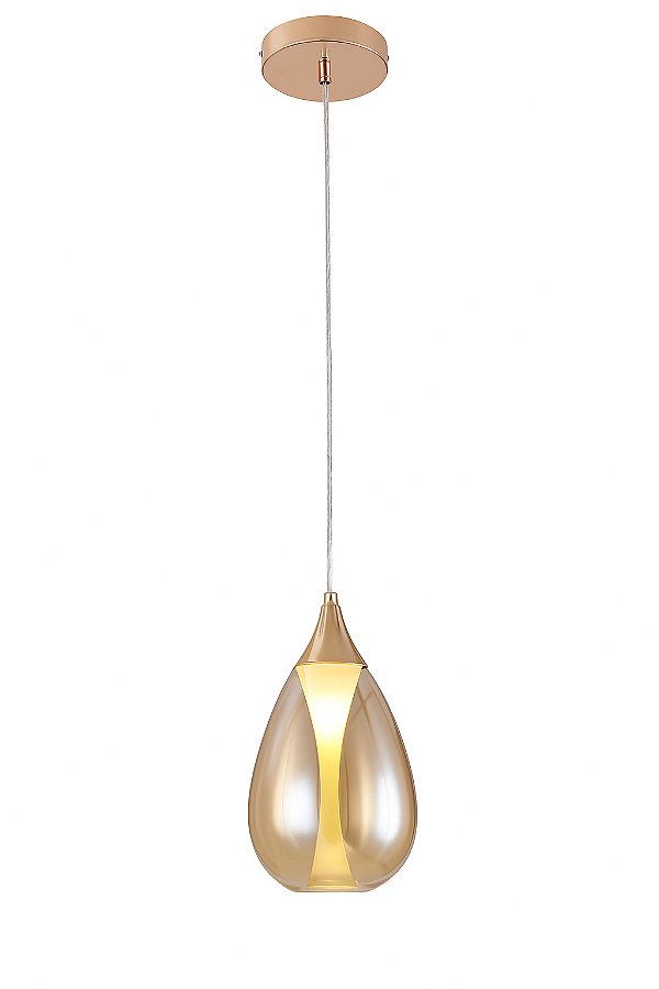 Pendente Dourado com Vidro Ambar 25x32cm G9 (DCD04184)