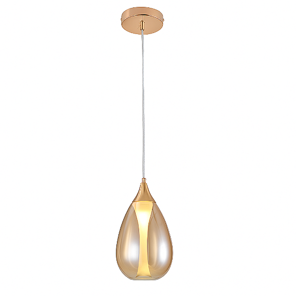 Pendente Dourado com Vidro Âmbar 15x20cm (DCD04185)