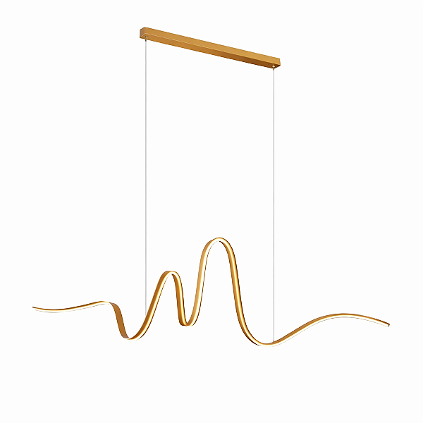 Pendente LED Dourado 34W 3000K Bivolt em Metal e Silicone