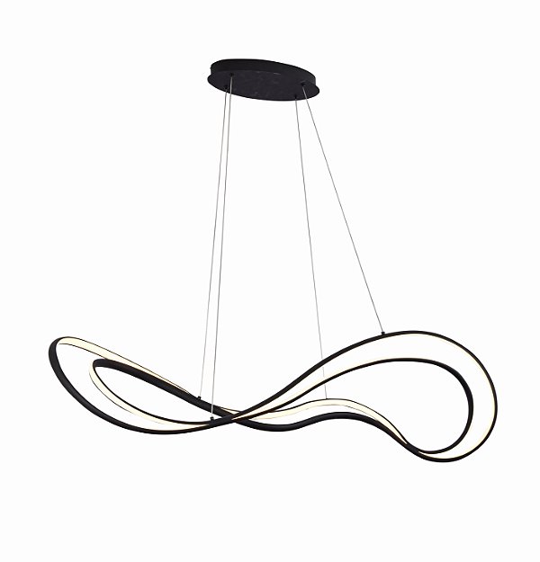 Pendente LED em Metal Preto e Silicone 54W 3000K Bivolt