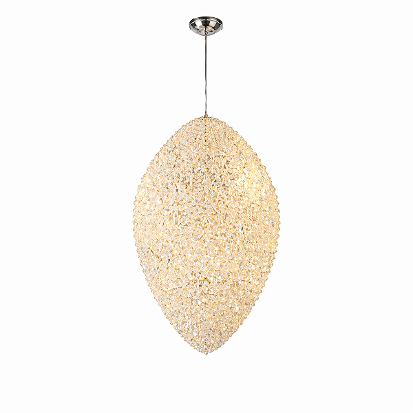 Pendente LED Dourado com Cristais Dourados 76xE14