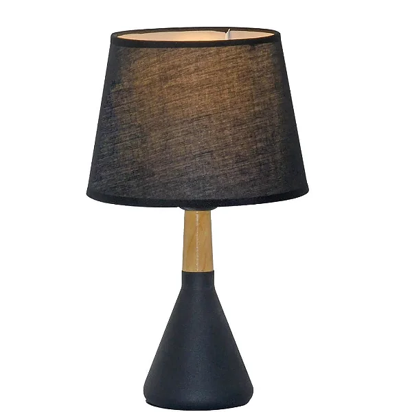 Abajur Preto com Cúpula de Linho Preto 20X34cm E27 (DCT00544D)