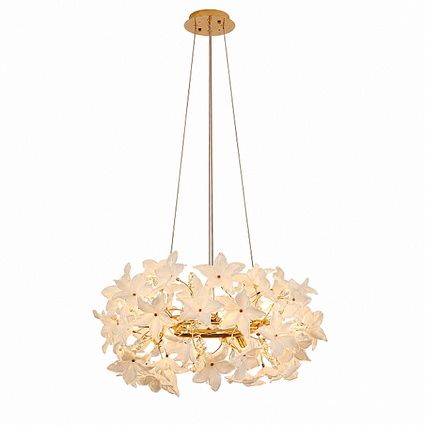Pendente Dourado com Vidro Branco 70cm 12xG9